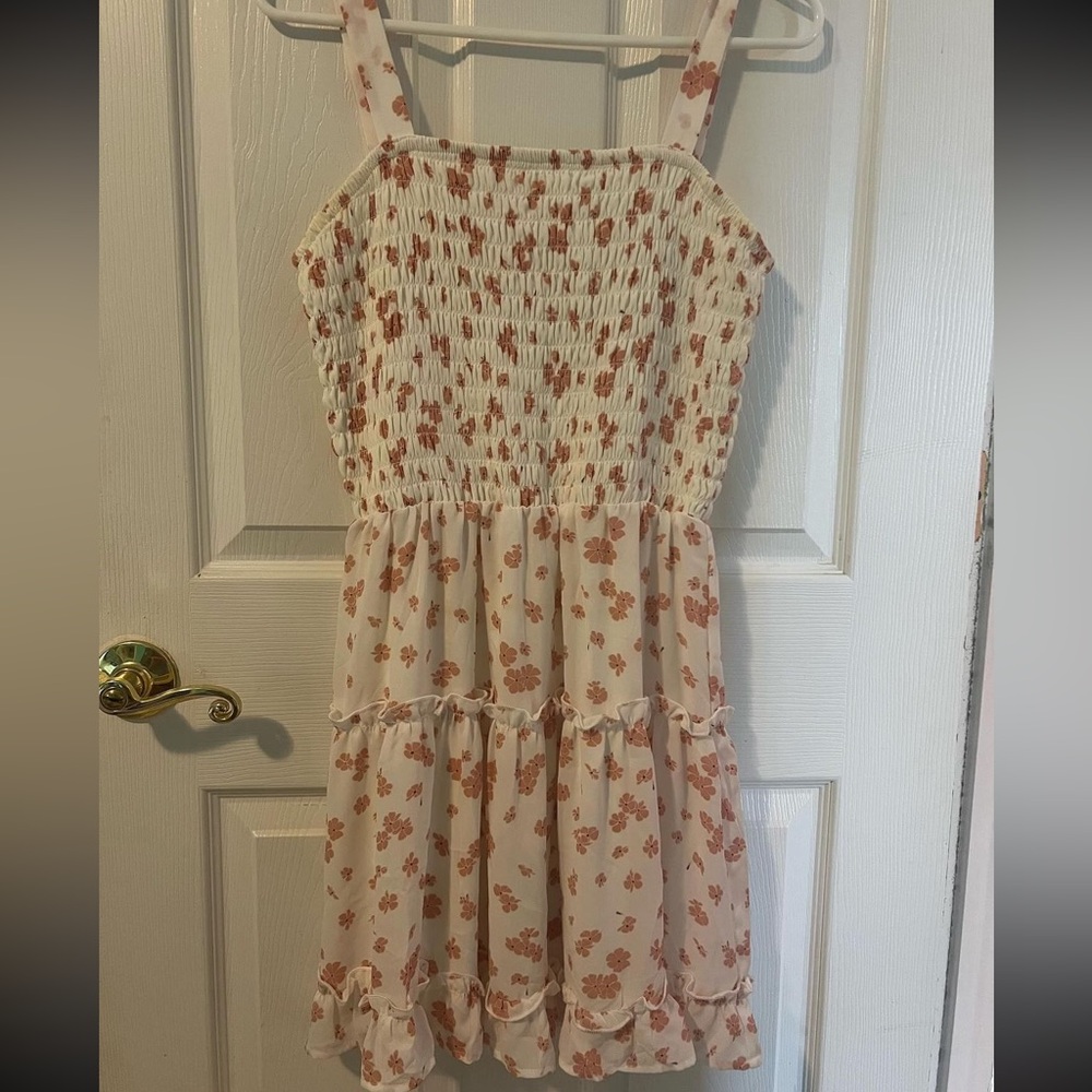 White & Pink Floral Summer Dress